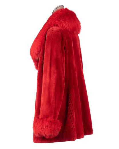 Fire Red Dyed Sheared Beaver Jacket