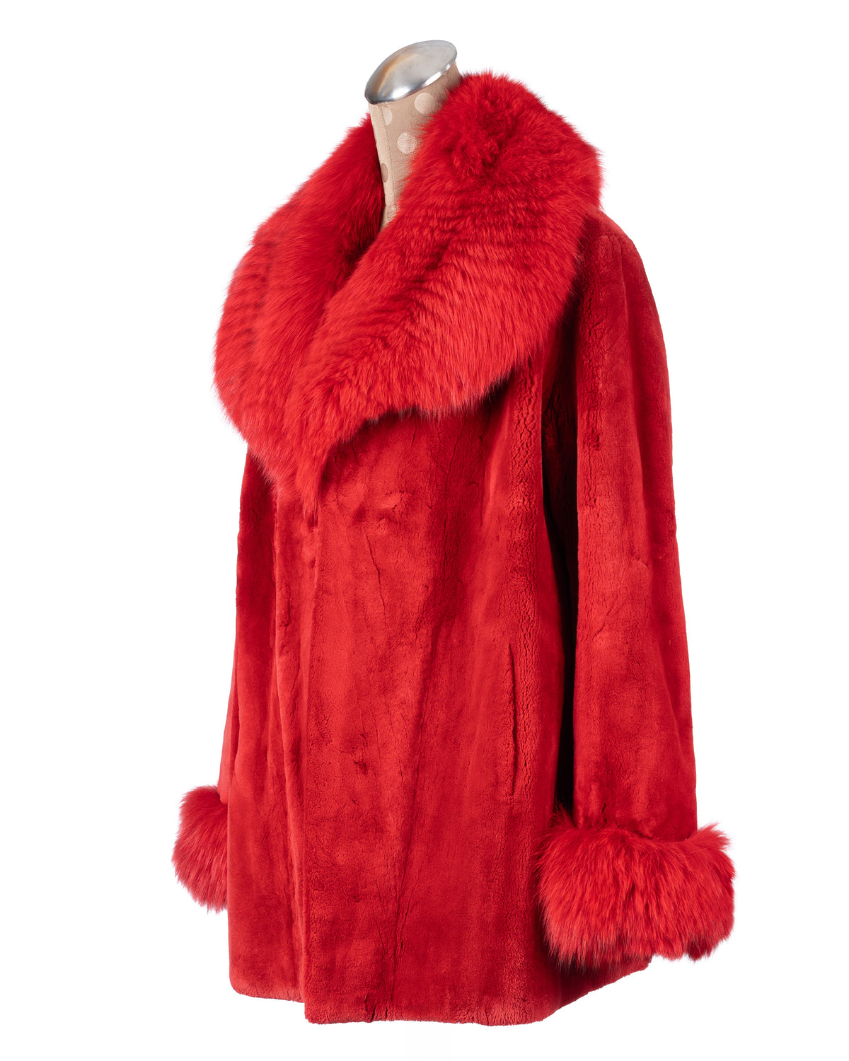 Fire Red Dyed Sheared Beaver Jacket