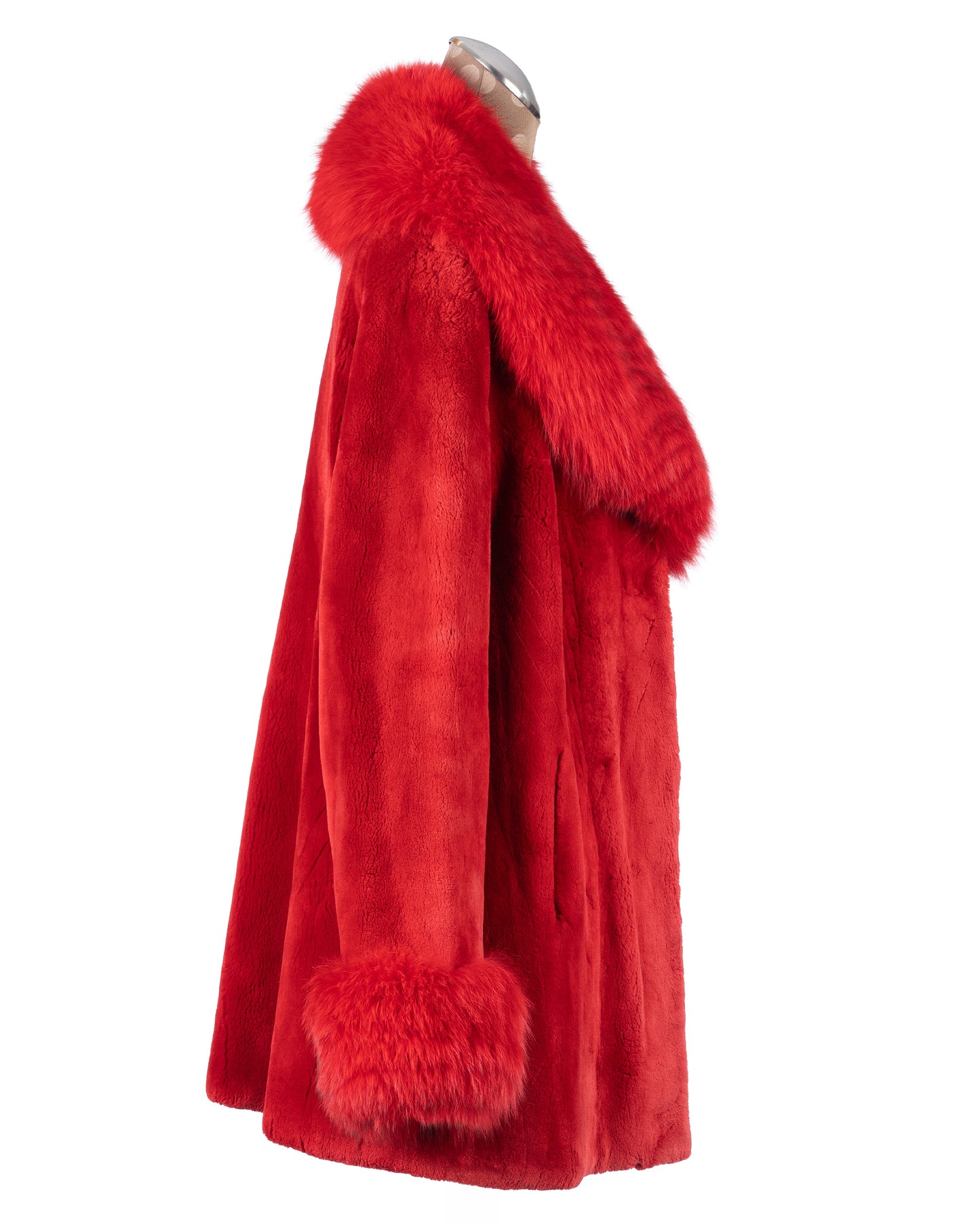 Fire Red Dyed Sheared Beaver Jacket