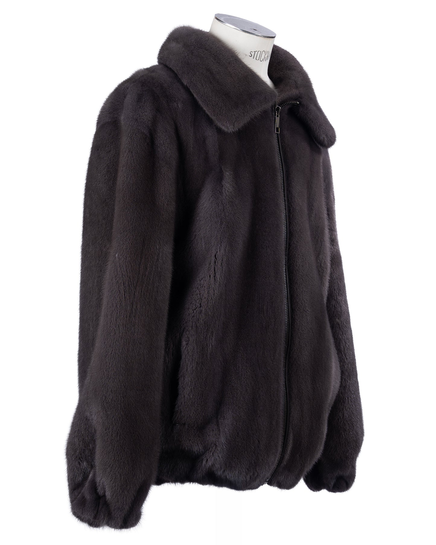 Blue Iris Mink Jacket with Zipper Front