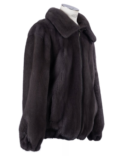 Blue Iris Mink Jacket with Zipper Front