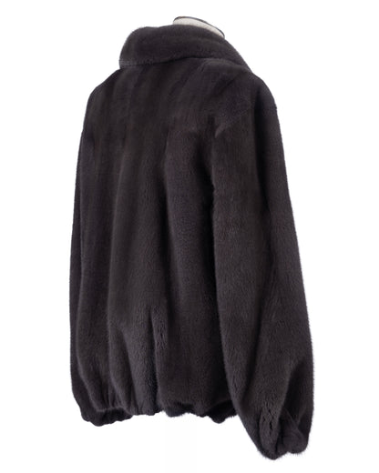 Blue Iris Mink Jacket with Zipper Front