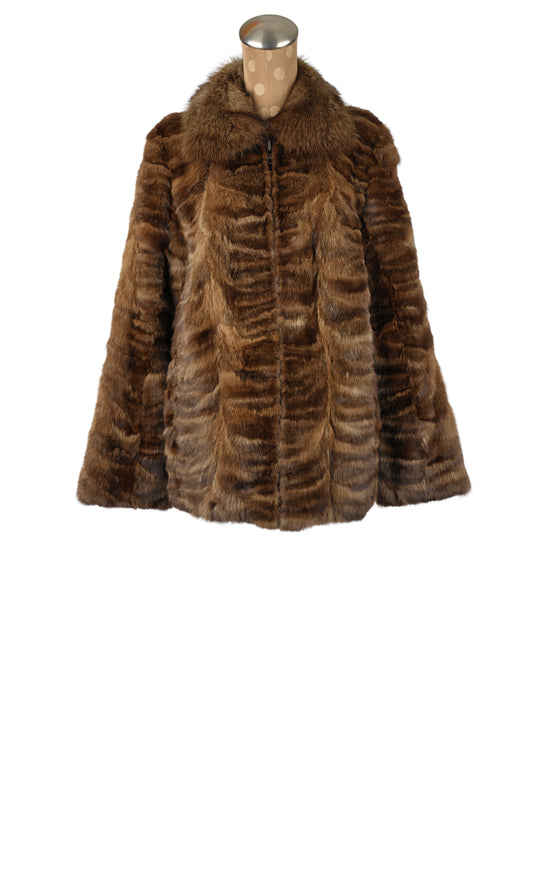Russian Sable Sectioned Jacket with Zipper Front