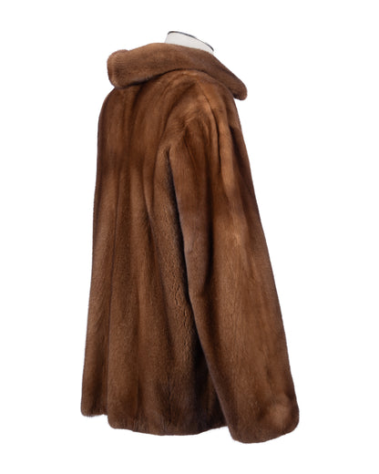 Cognac Mink Jacket with Zipper Front