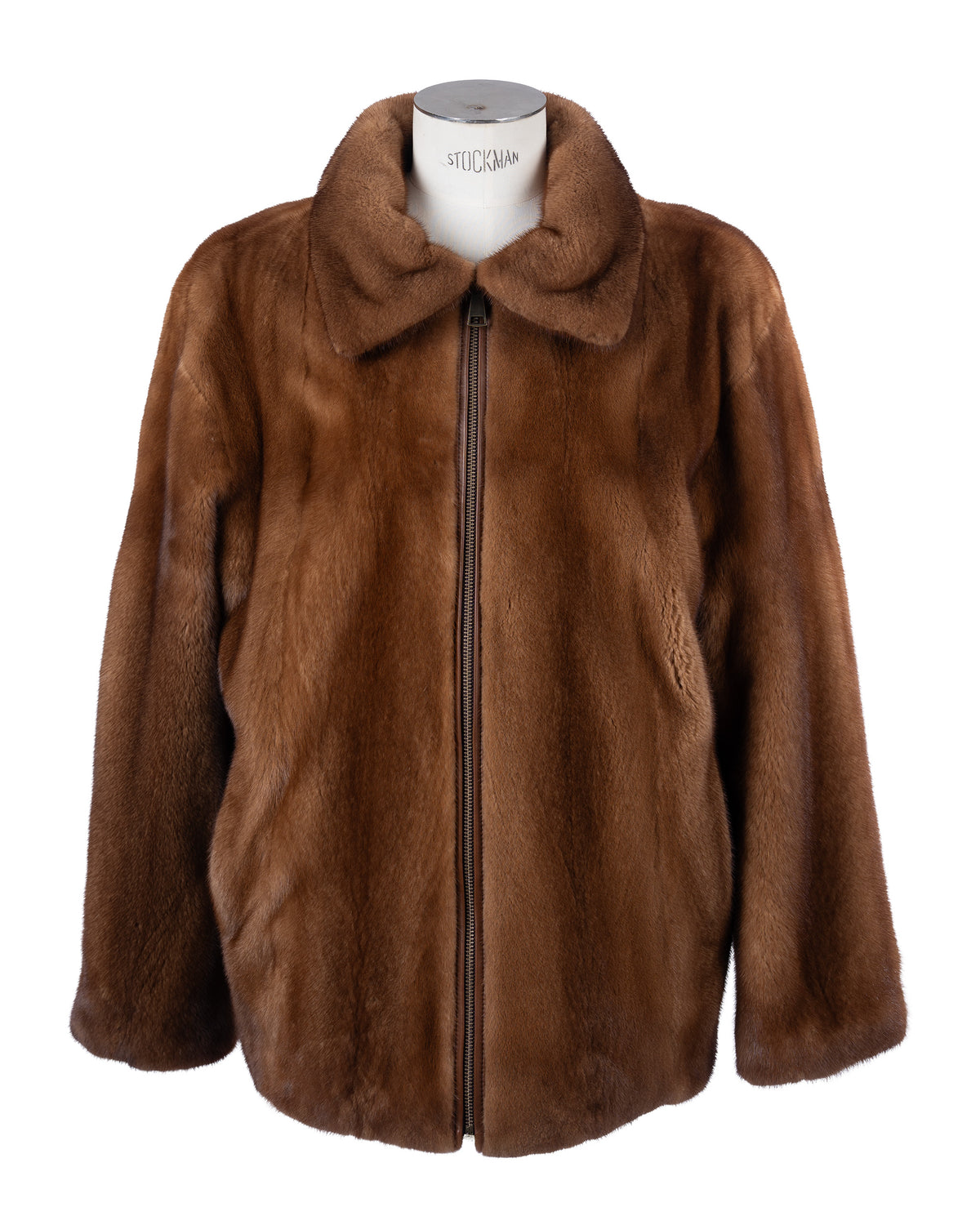 Cognac Mink Jacket with Zipper Front