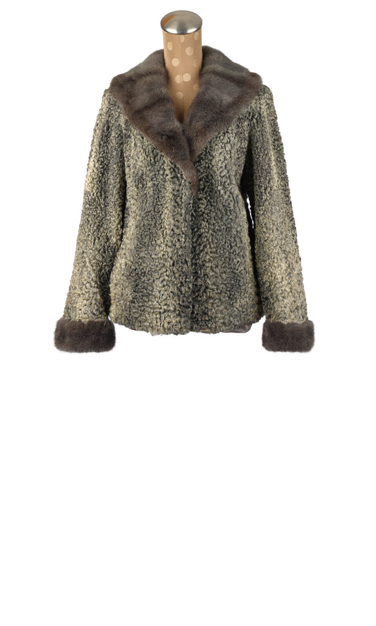 Grey Persian Lamb Jacket with Grey Mink Collar and Cuffs