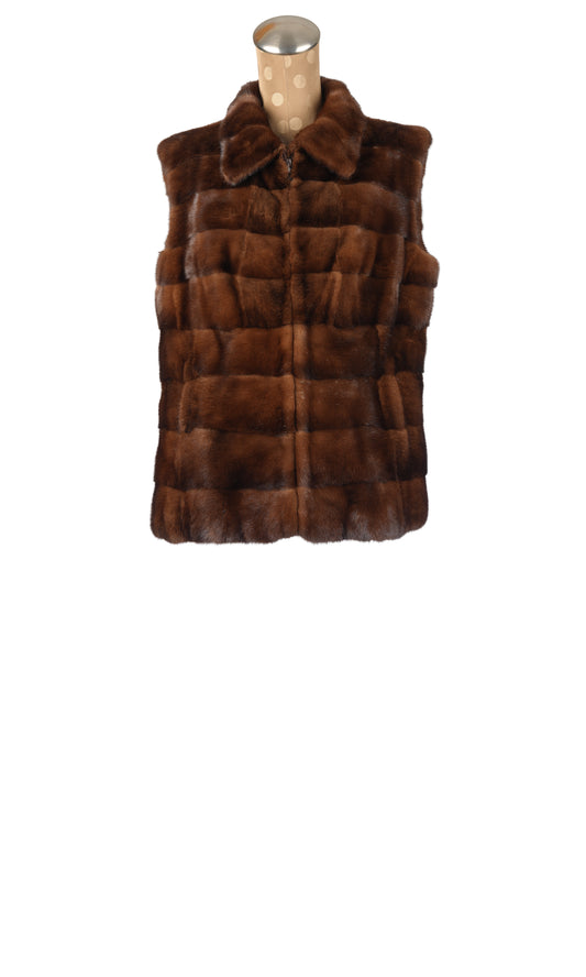 Mahogany Mink Vest with Zipper Front