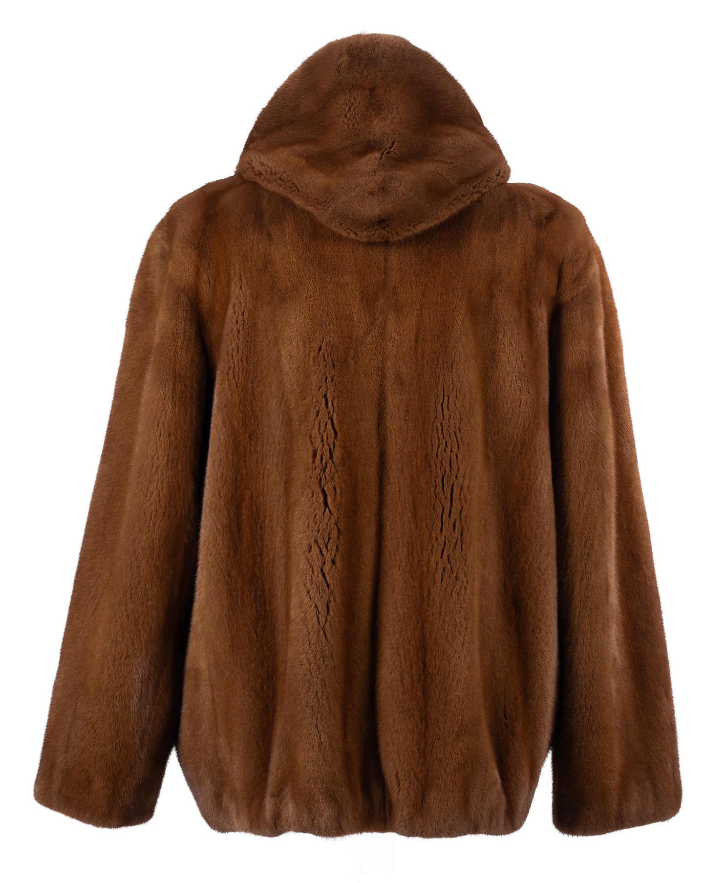 Whiskey Mink Bomber Jacket w/ Hood
