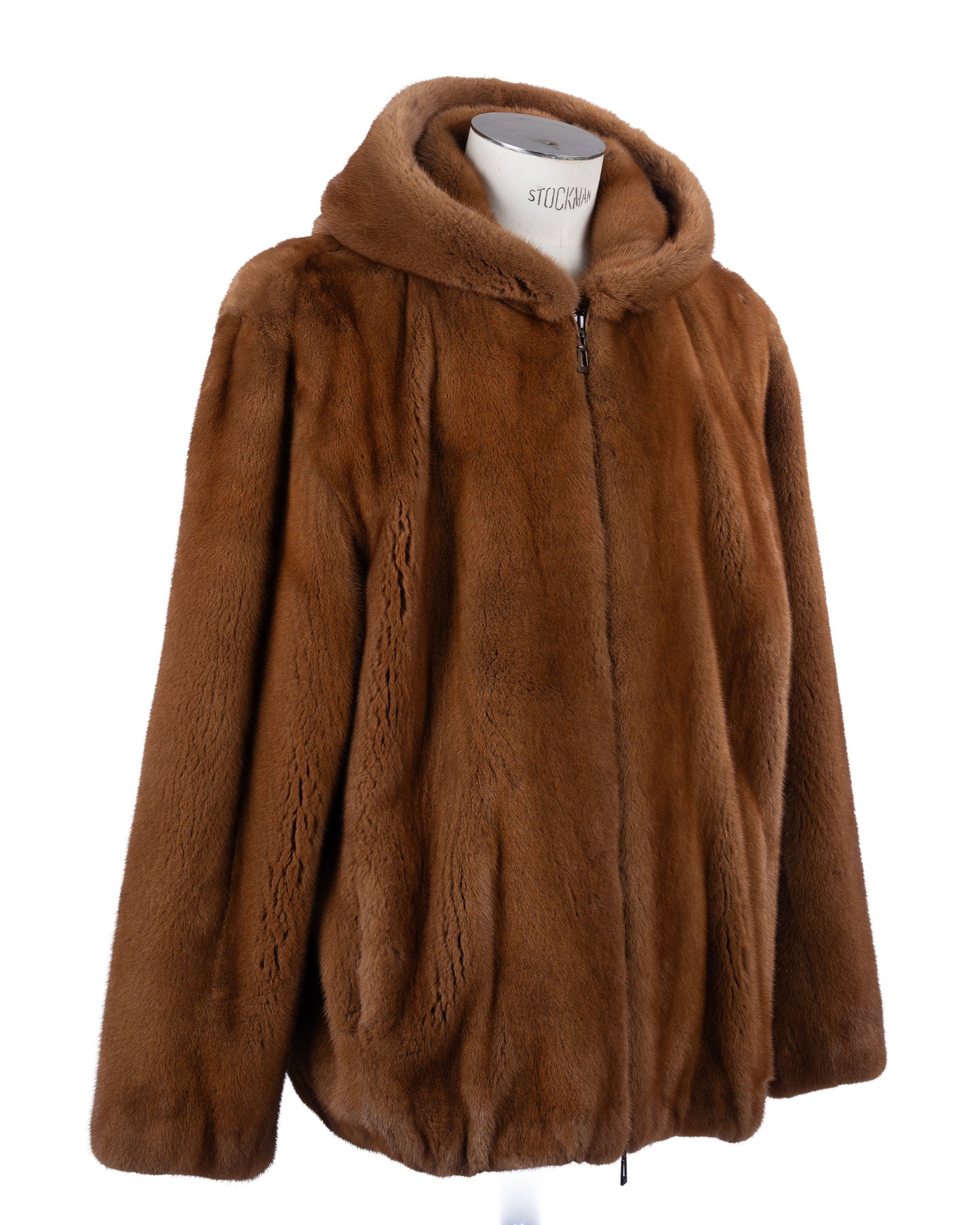 Whiskey Mink Bomber Jacket w/ Hood