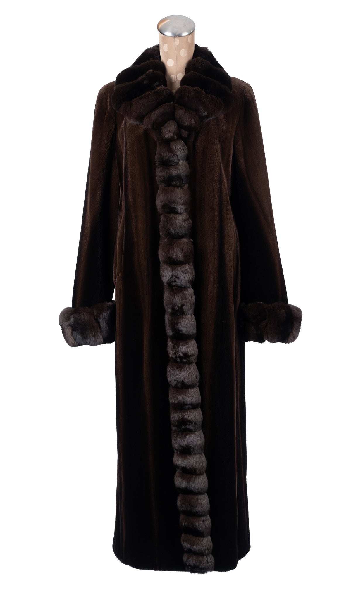 Two-Tone Sheared Mahogany Mink Coat