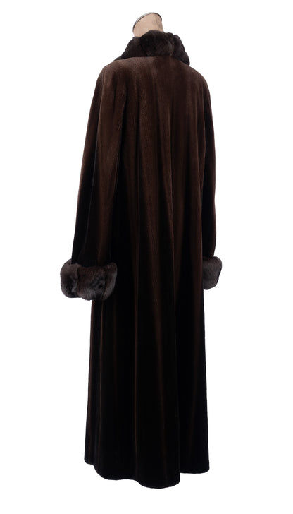 Two-Tone Sheared Mahogany Mink Coat
