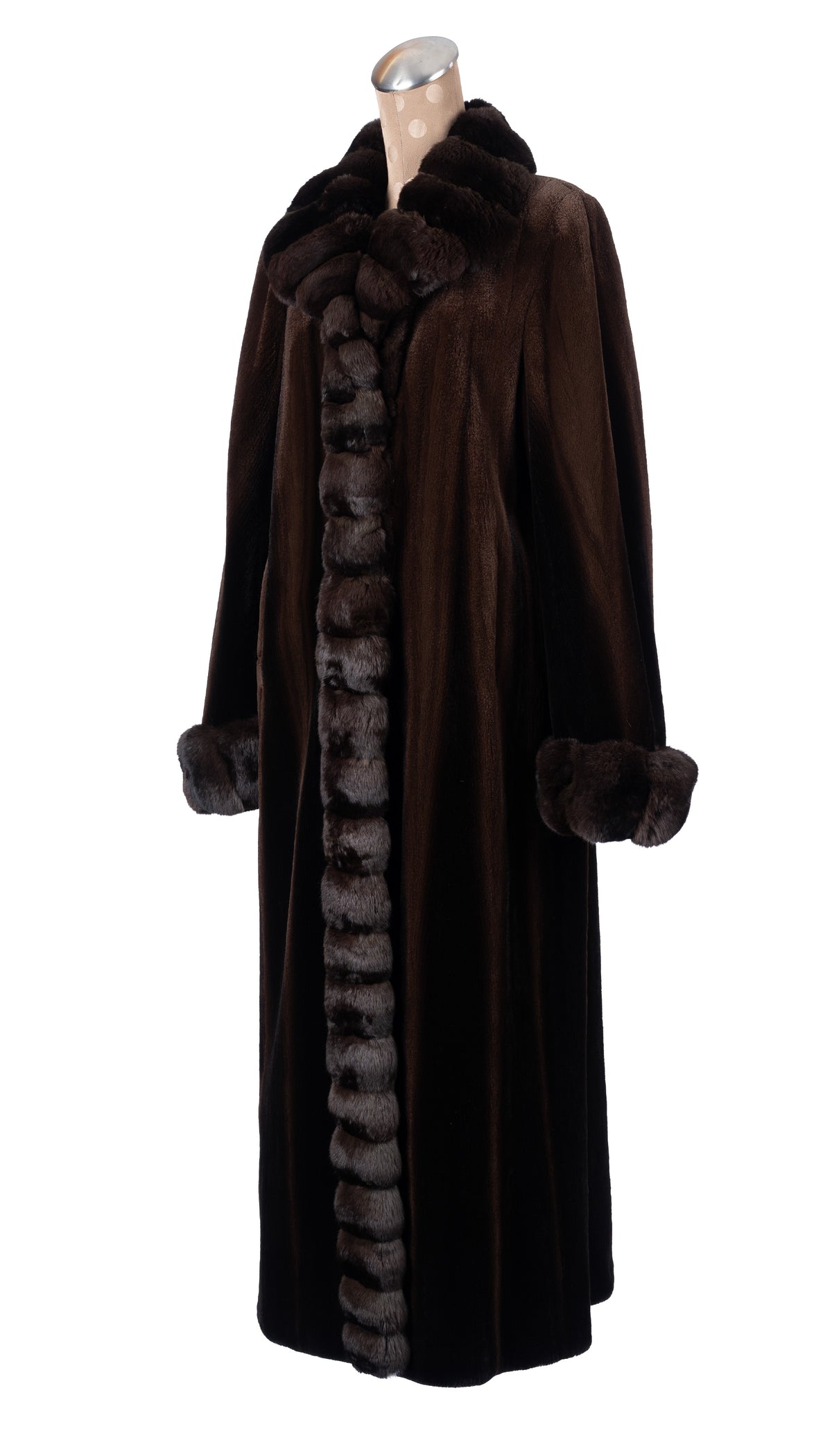 Two-Tone Sheared Mahogany Mink Coat