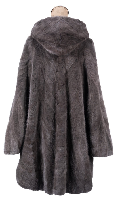 Sapphire Section Mink Cape with Hood