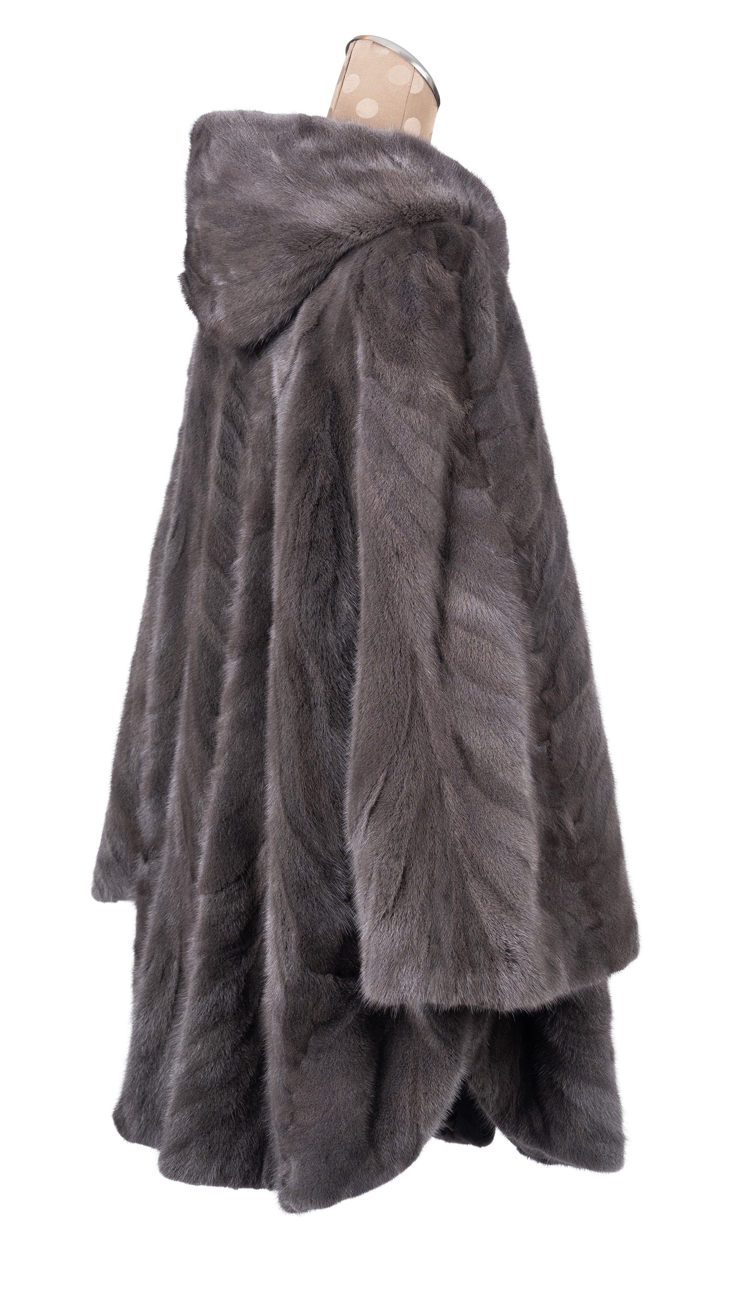 Sapphire Section Mink Cape with Hood