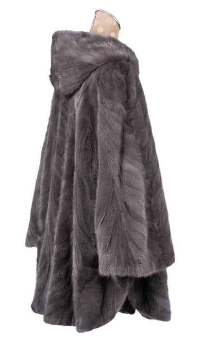 Sapphire Section Mink Cape with Hood