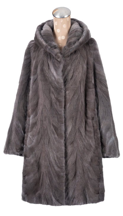 Sapphire Section Mink Cape with Hood