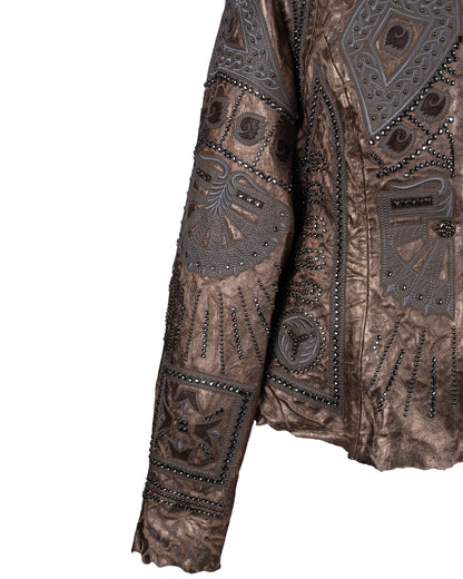Pewter Lamb Jacket with Full Crystal Trim