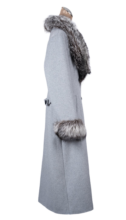 Grey Wool and Cashmere Coat with Belt