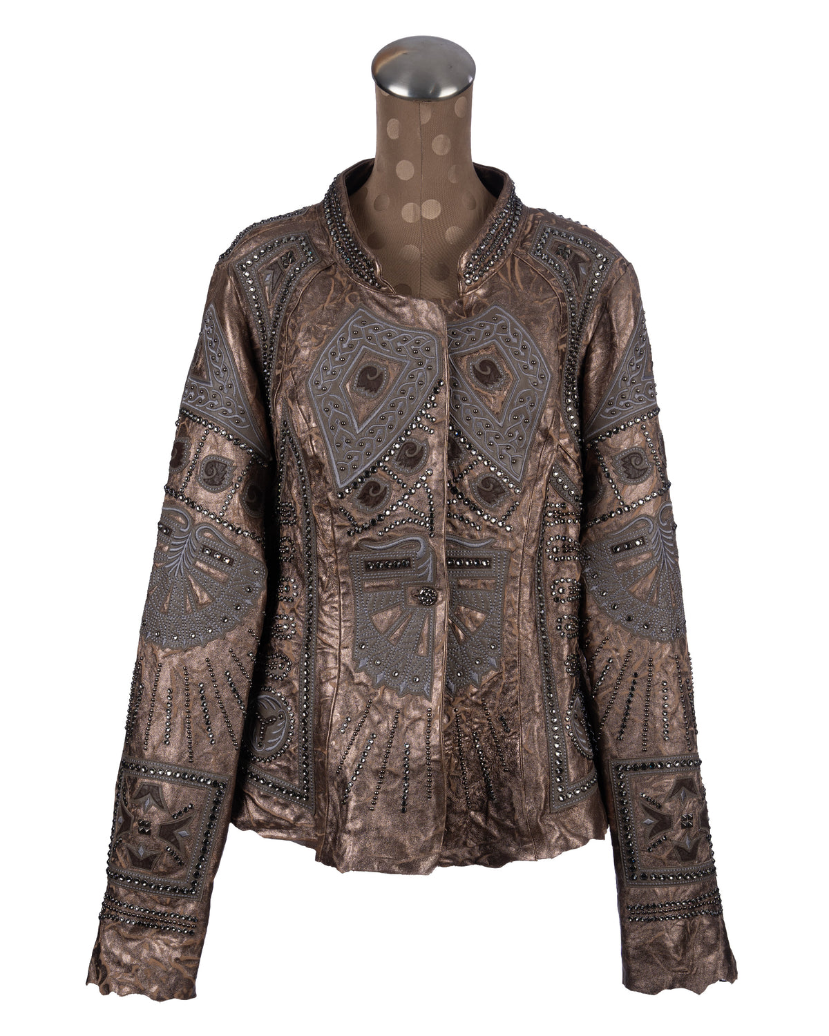 Pewter Lamb Jacket with Full Crystal Trim