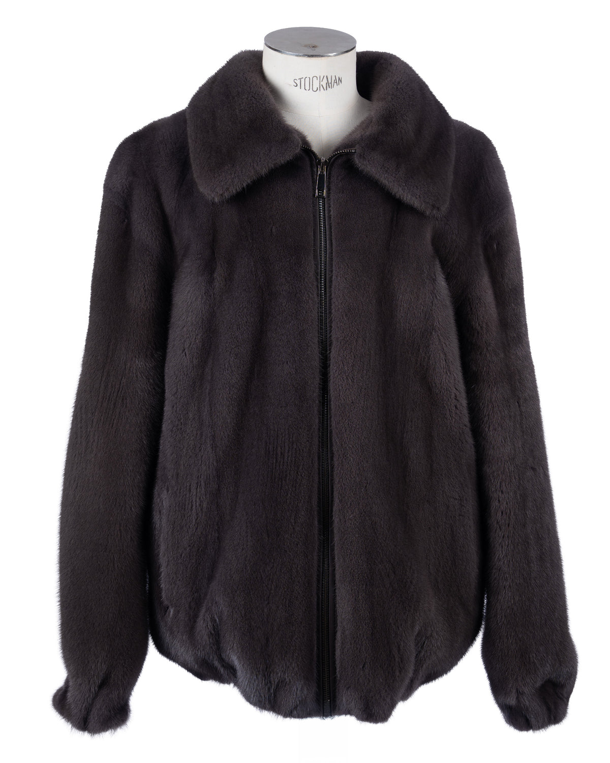 Blue Iris Mink Jacket with Zipper Front