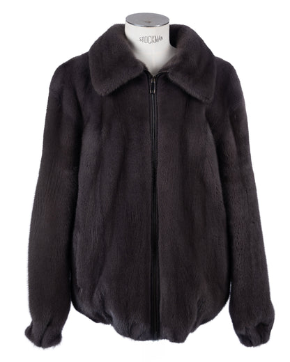 Blue Iris Mink Jacket with Zipper Front