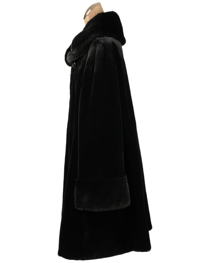 Black Sheared Mink Stroller with Drawstrings and Regular Mink Collar and Cuffs