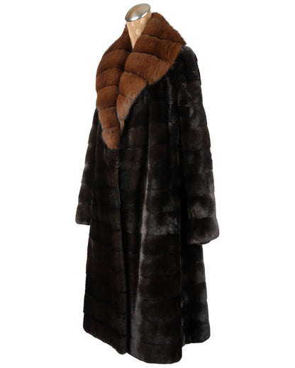 Black Forest Horizontal Mink Coat with Russian Sable Collar