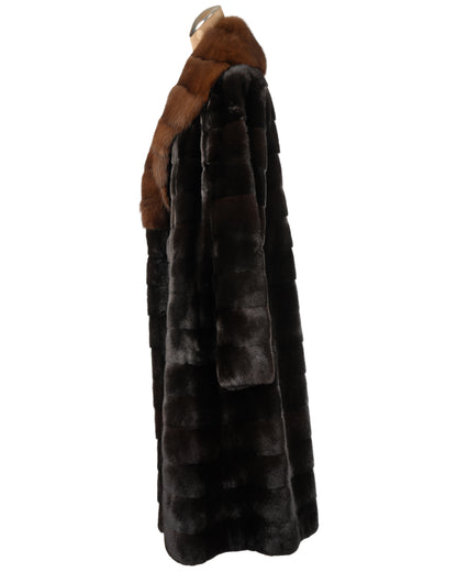 Black Forest Horizontal Mink Coat with Russian Sable Collar