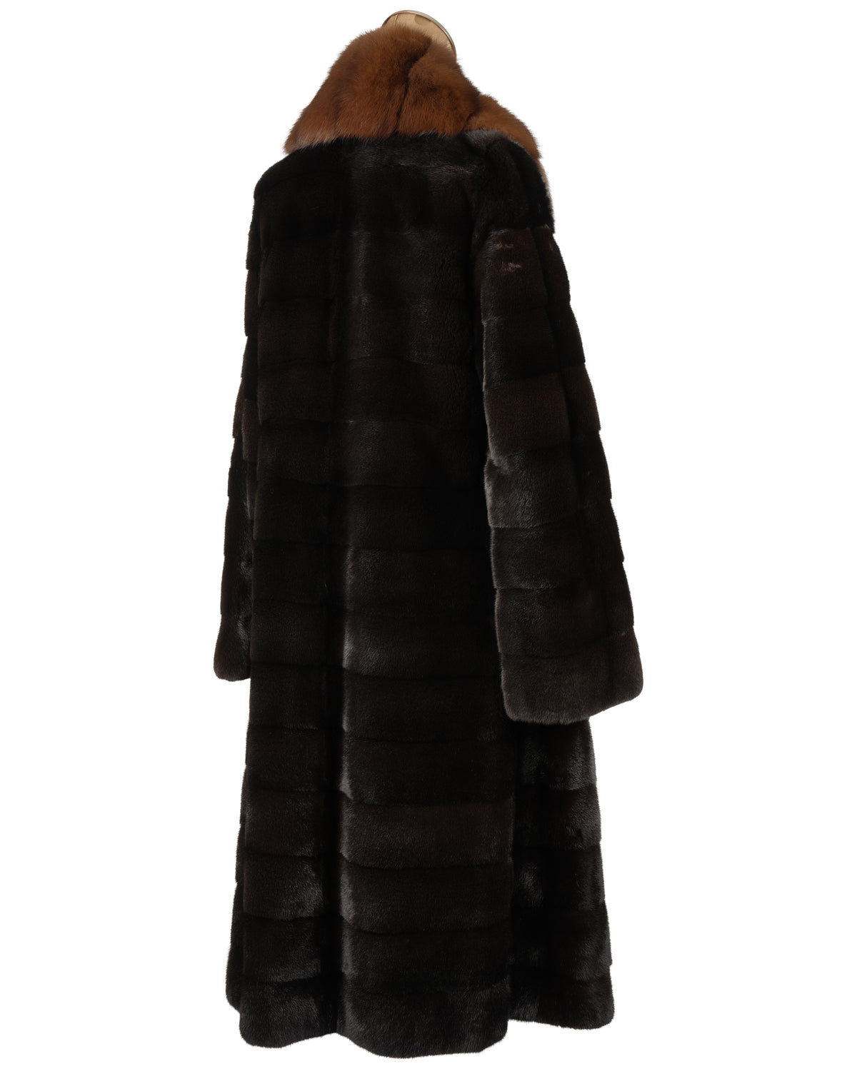 Black Forest Horizontal Mink Coat with Russian Sable Collar