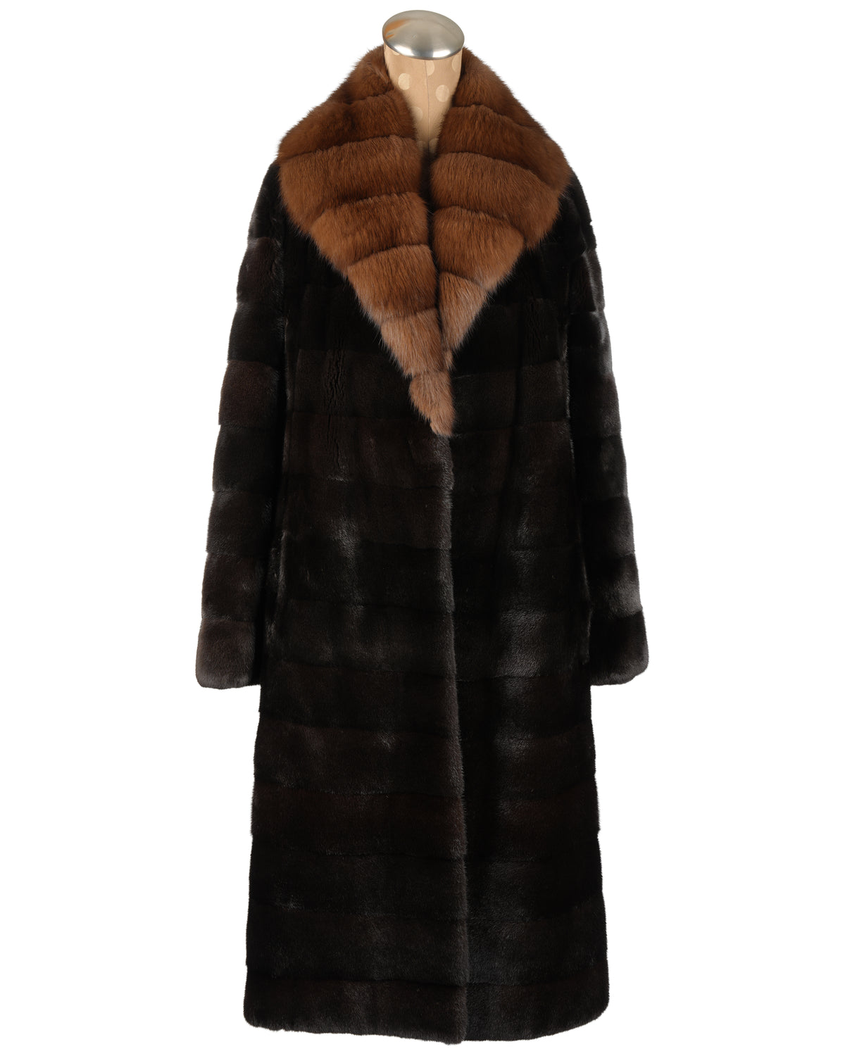 Black Forest Horizontal Mink Coat with Russian Sable Collar