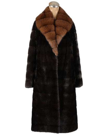 Black Forest Horizontal Mink Coat with Russian Sable Collar