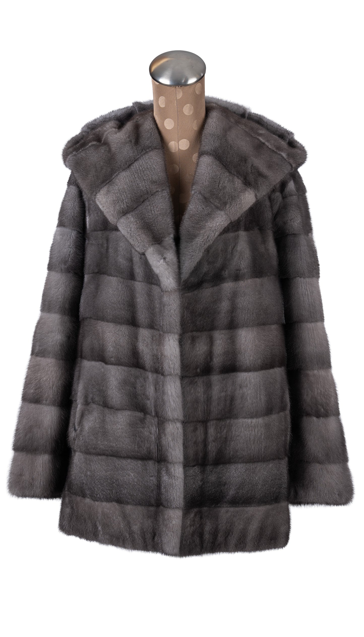 Blue Iris Mink Jacket With Hood