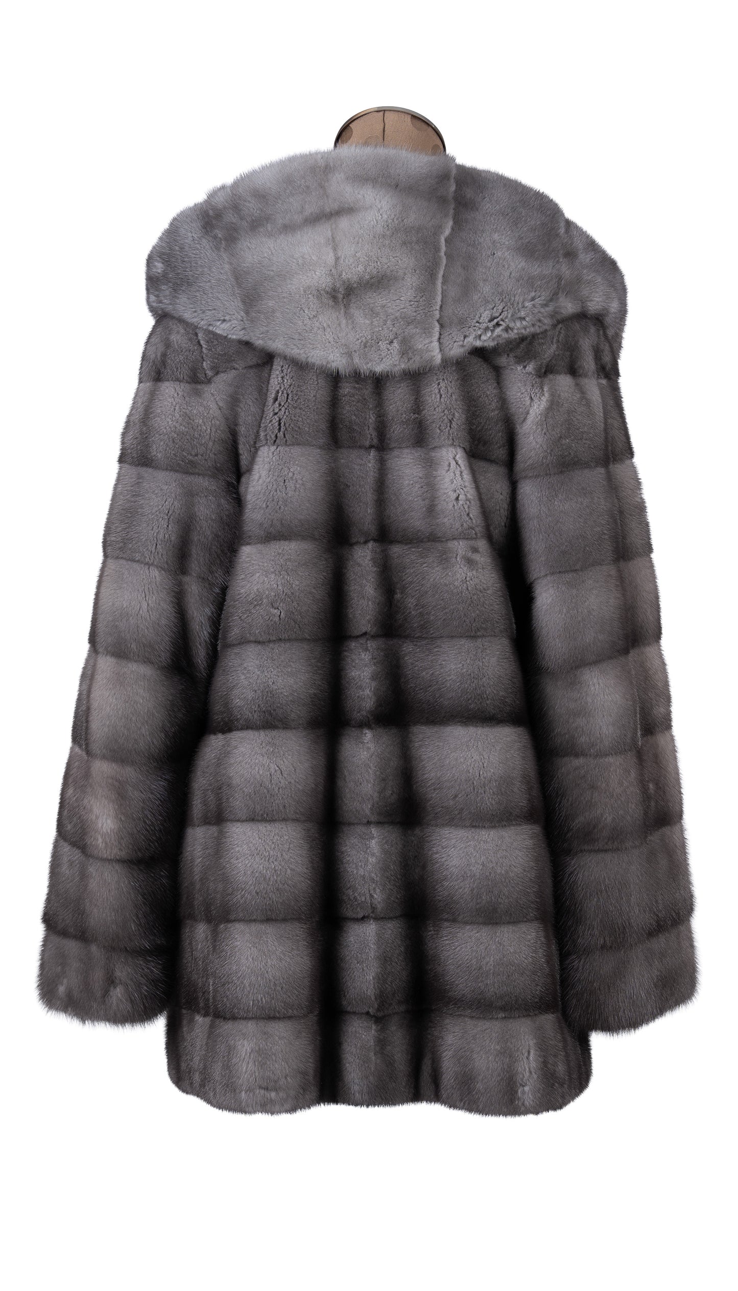 Blue Iris Mink Jacket With Hood
