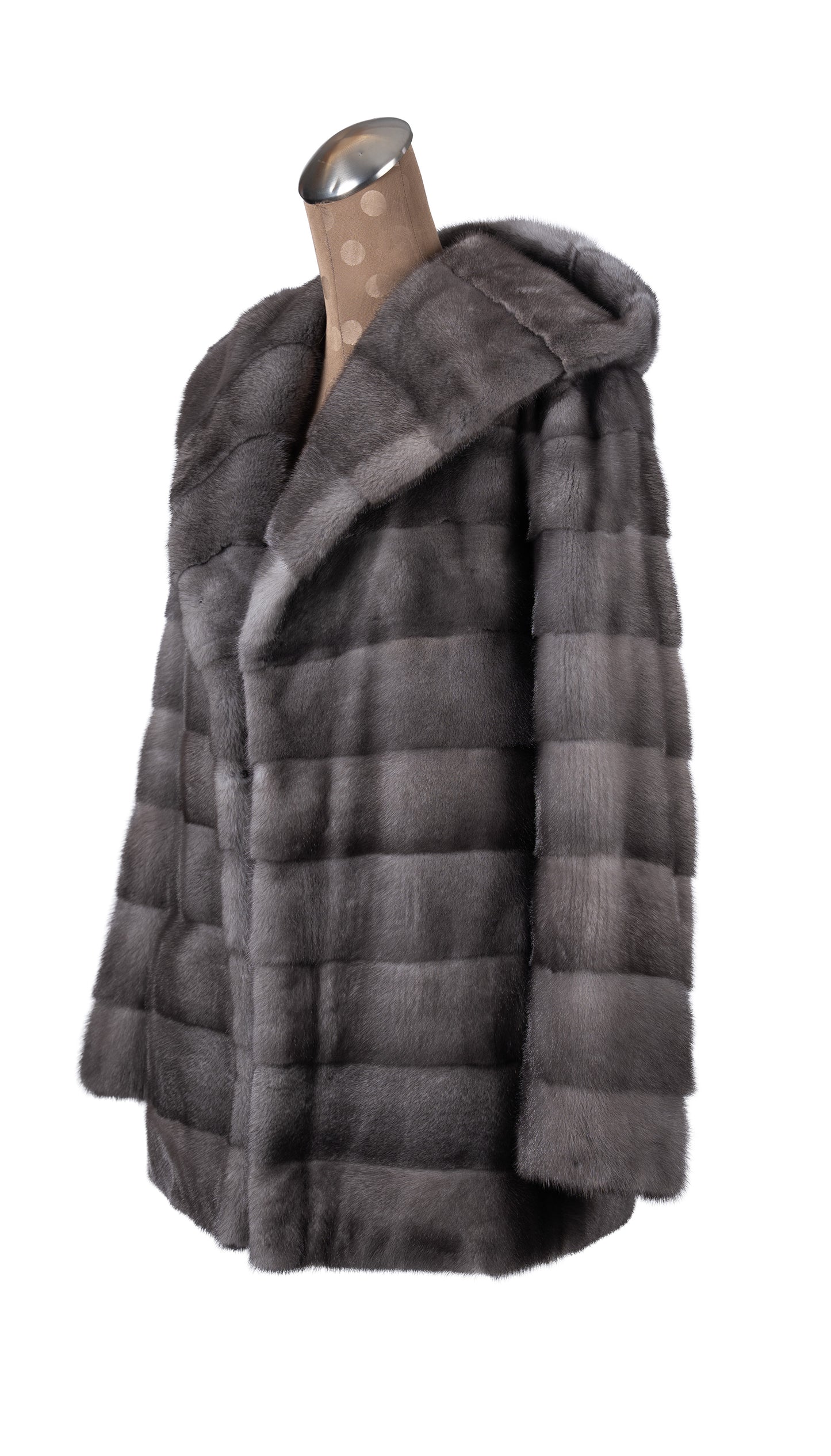 Blue Iris Mink Jacket With Hood