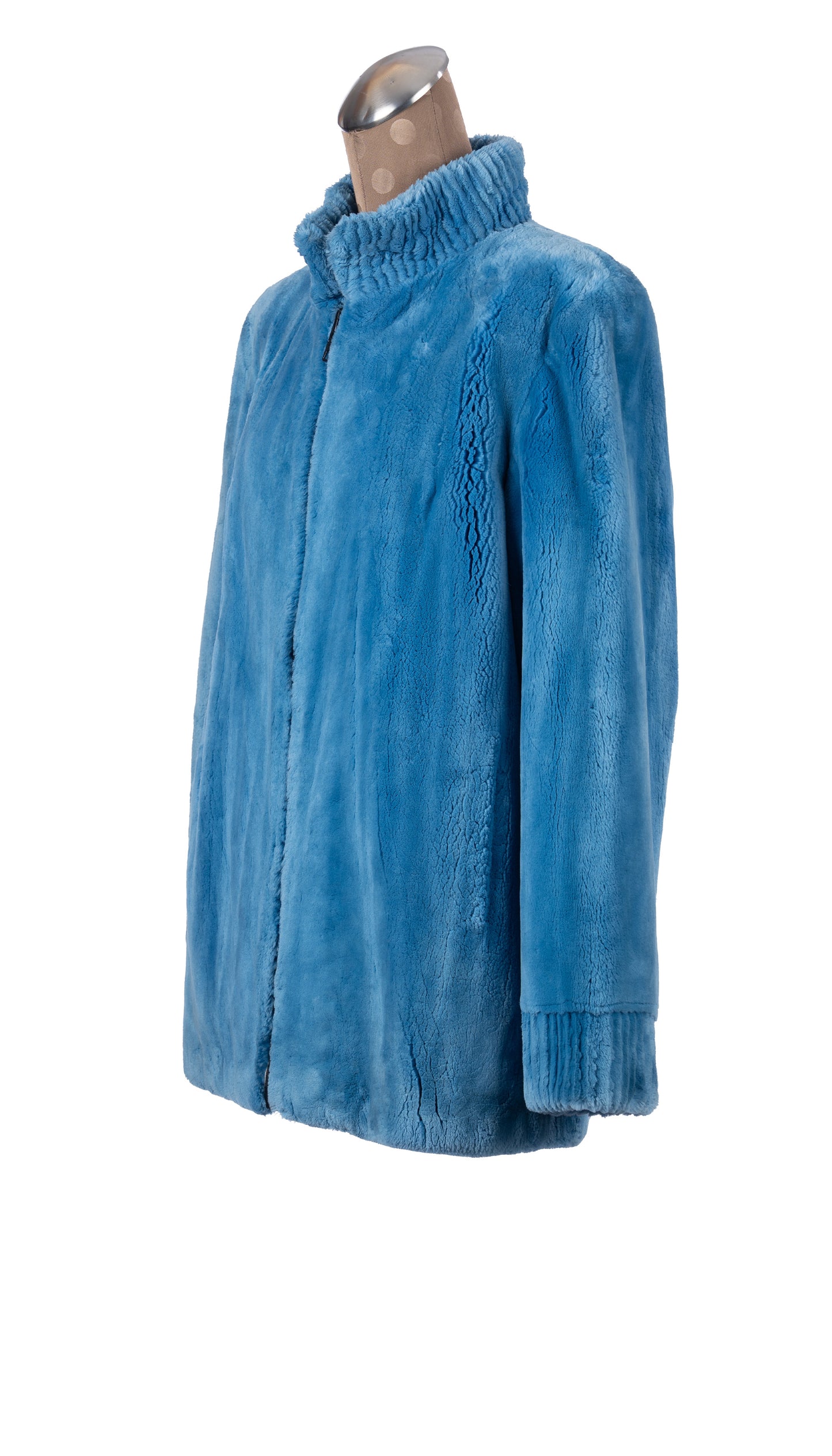 Sky Blue Dyed Sheared Beaver Jacket