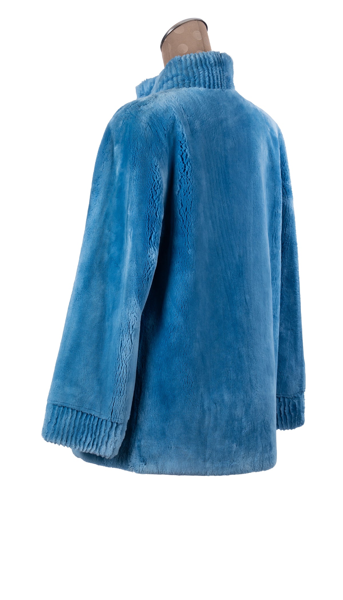 Sky Blue Dyed Sheared Beaver Jacket