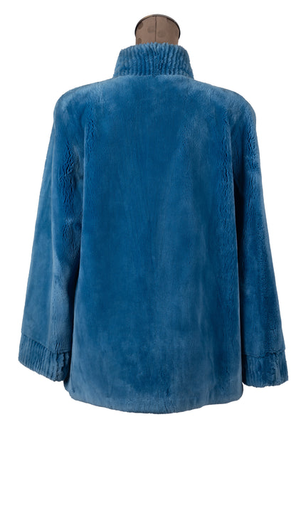 Sky Blue Dyed Sheared Beaver Jacket
