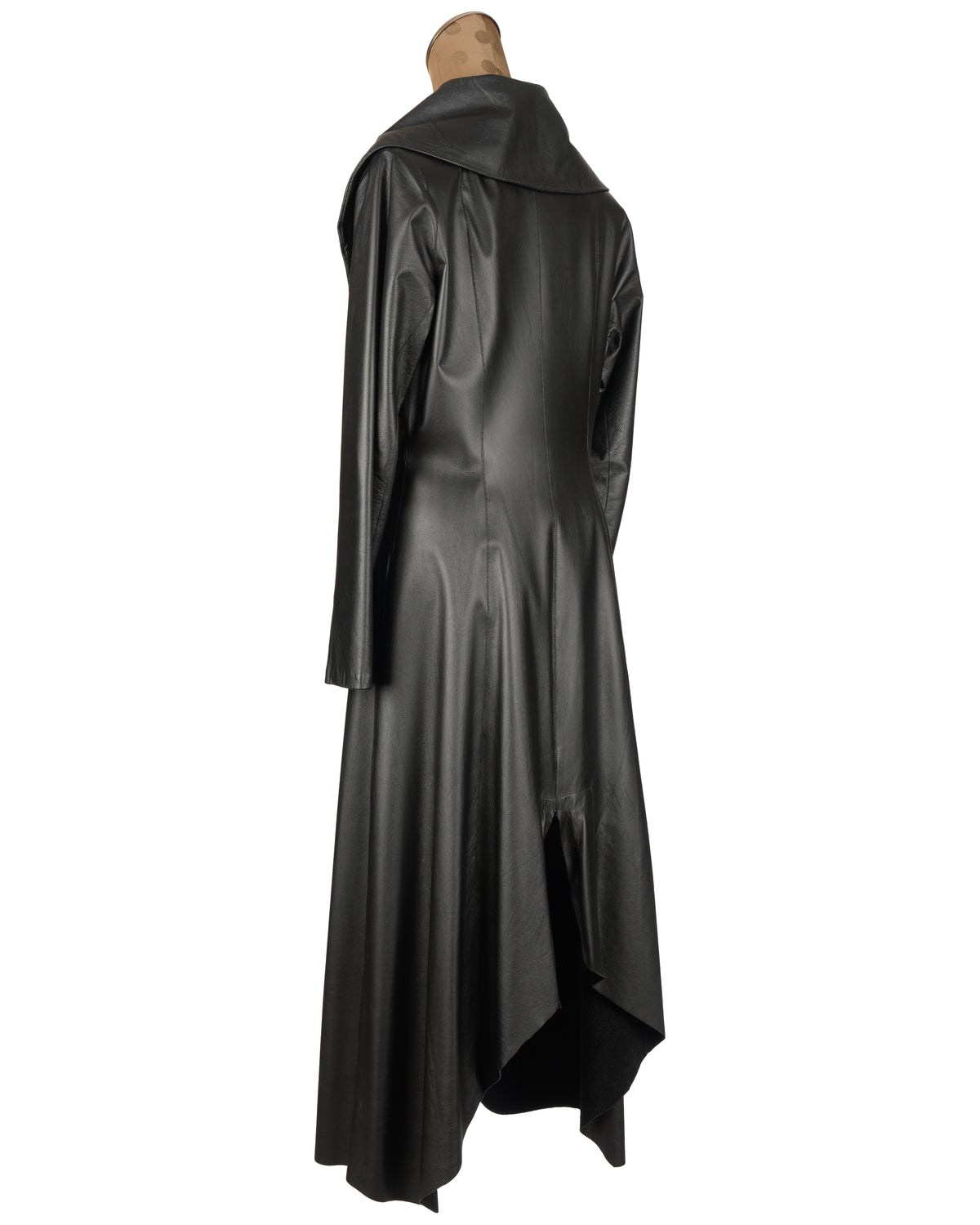 Black Leather Coat with Snaps