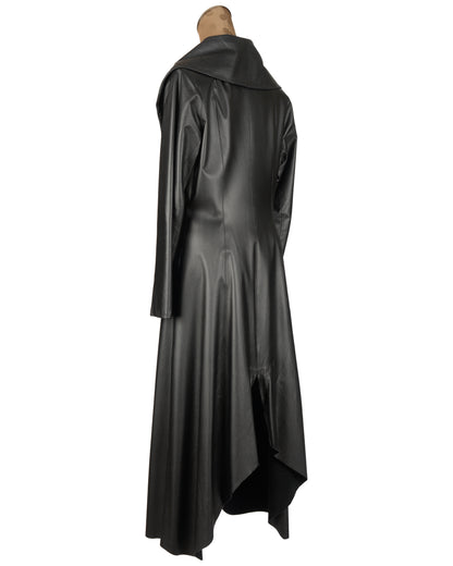 Black Leather Coat with Snaps
