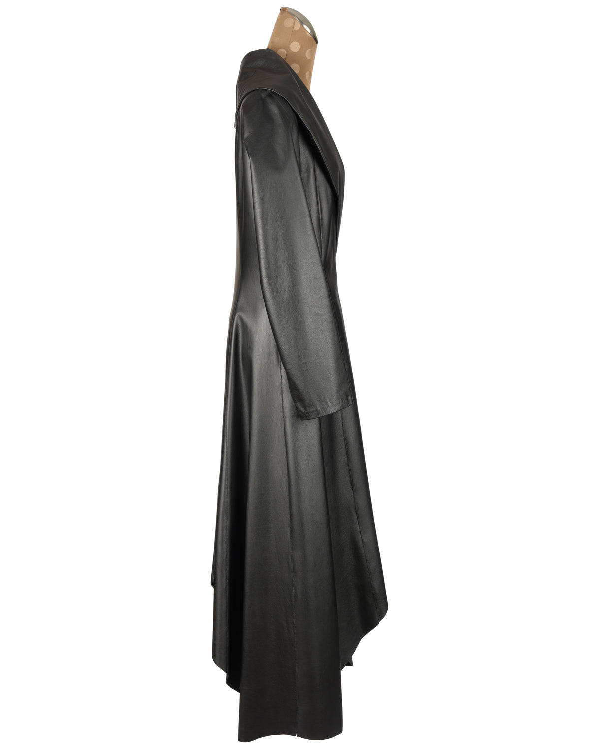 Black Leather Coat with Snaps