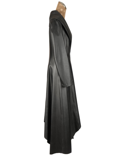 Black Leather Coat with Snaps