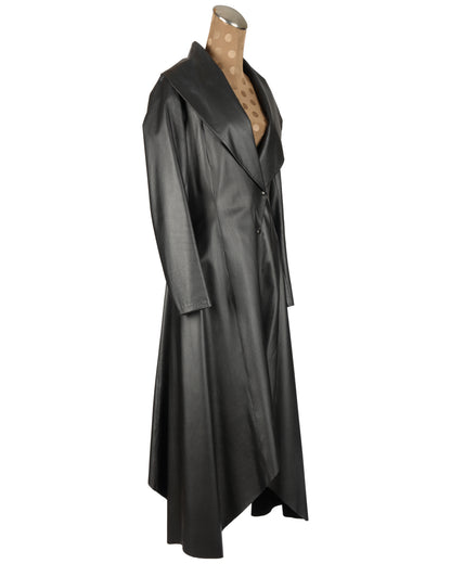 Black Leather Coat with Snaps