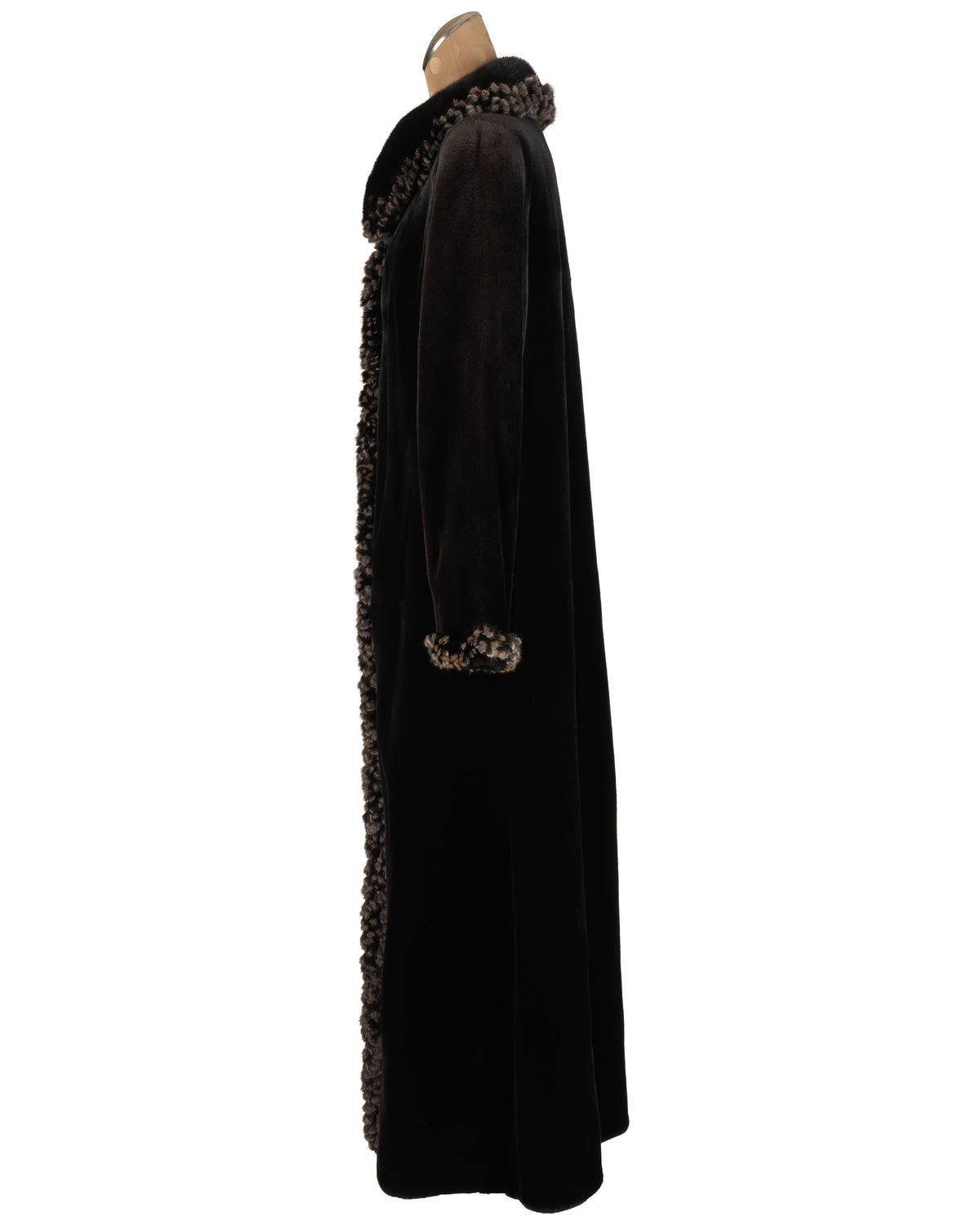 Black Forest Sheared Mink Coat with Mink Fringe