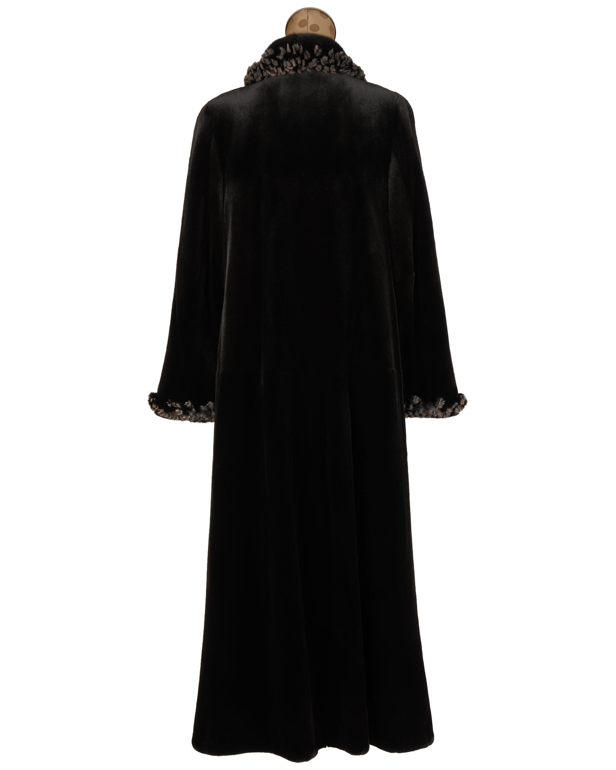 Black Forest Sheared Mink Coat with Mink Fringe