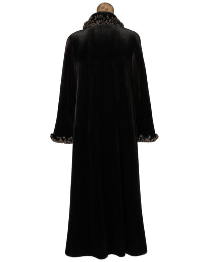 Black Forest Sheared Mink Coat with Mink Fringe
