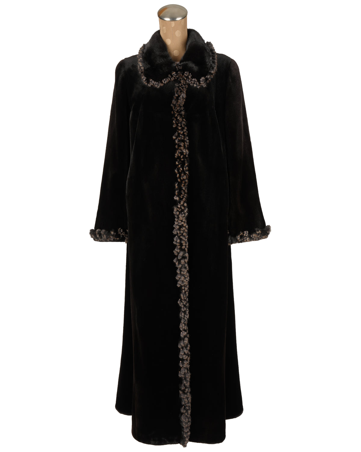 Black Forest Sheared Mink Coat with Mink Fringe
