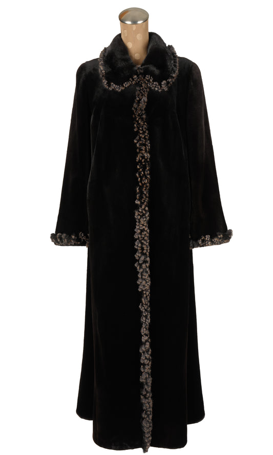 Black Forest Sheared Mink Coat with Mink Fringe