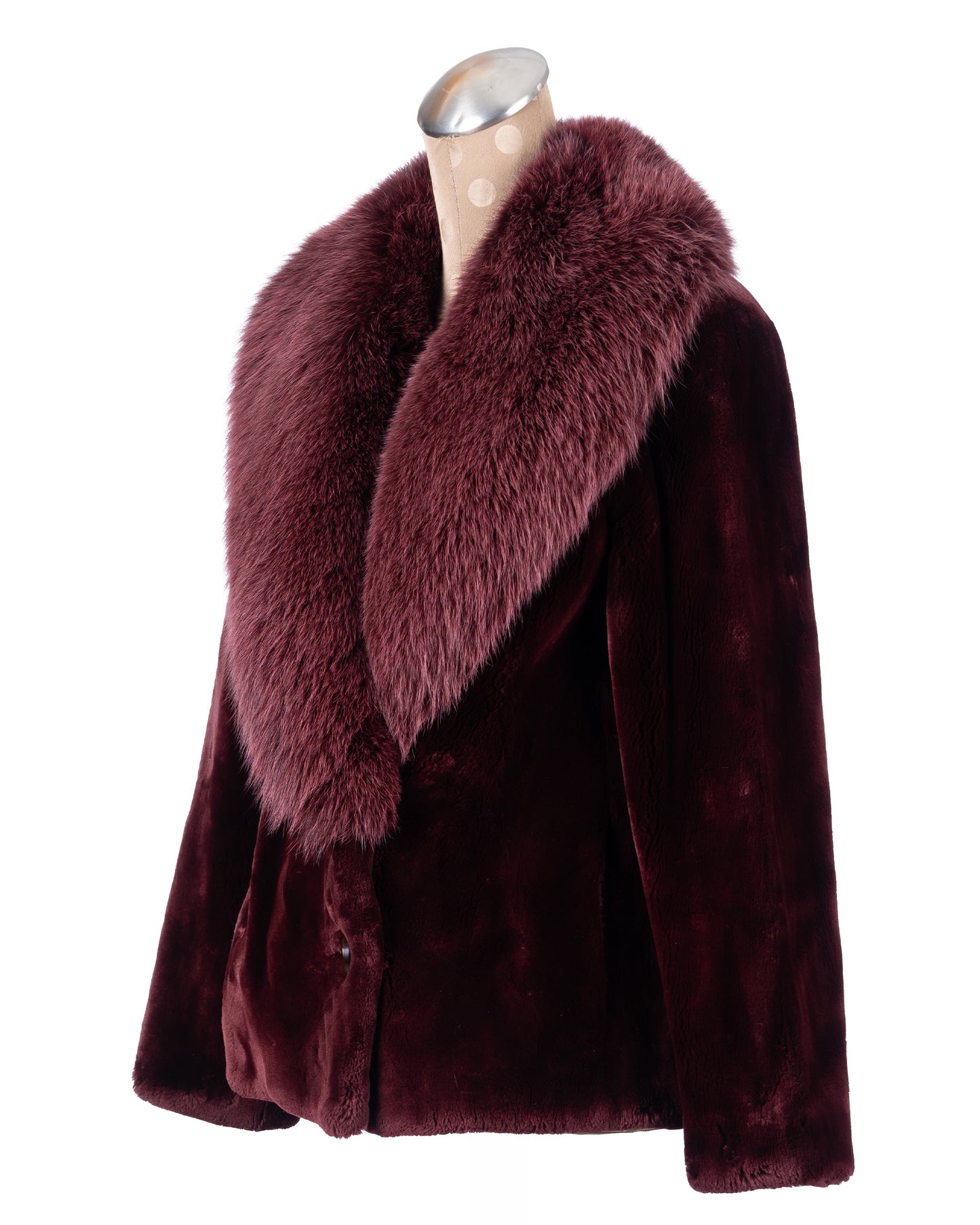Burgundy Sheared Beaver Jacket