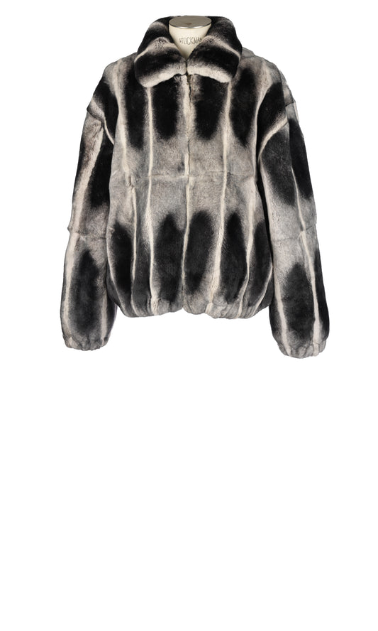 Grey Full Skin Rex Rabbit Jacket