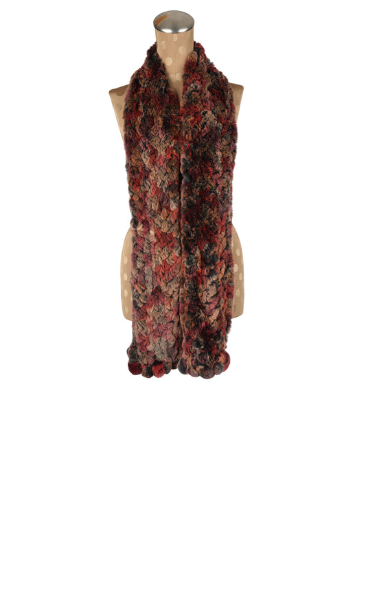 Red Multicolor Rex Rabbit Knitted Scarf